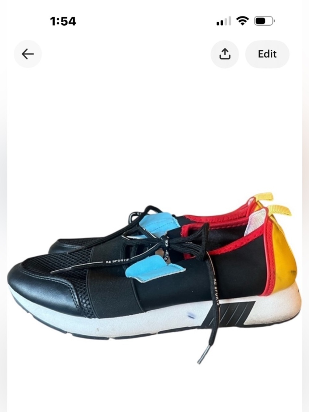 Weeboo sneakers ladies 8.5 men’s 7. Very good condition. Black blue and …